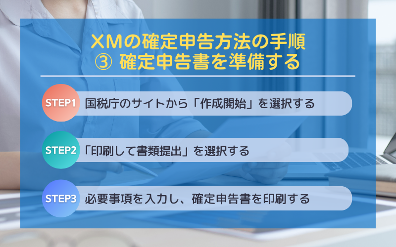 XMの確定申告方法の手順③確定申告書を準備する