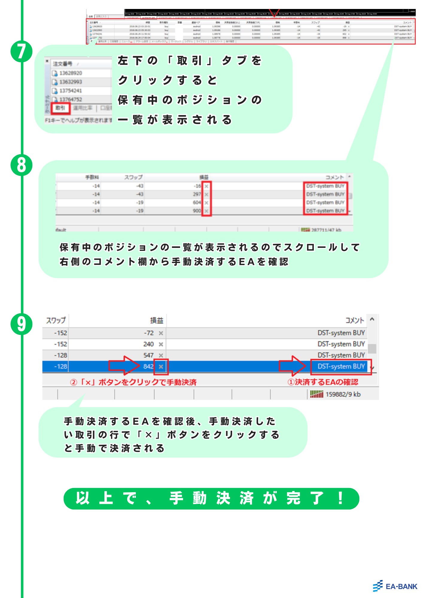 FX×EA/MT4の止め方：自動売買の停止方法＆手動決済（XM等）